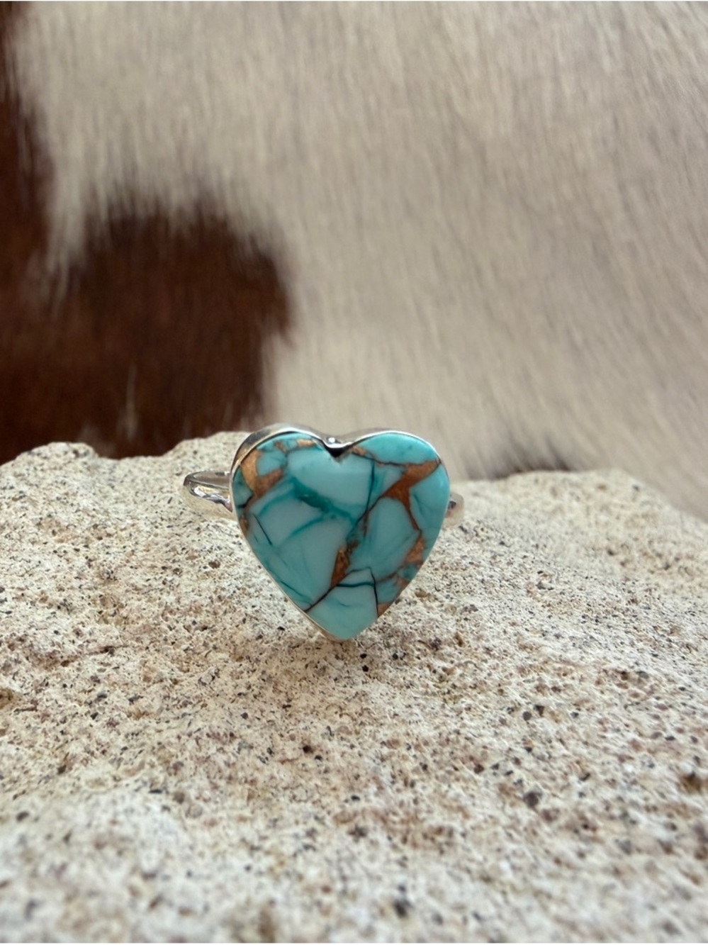 ❤️Kingman MINT DAHLIA HEART Turquoise Minimalist Sterling Southwestern Ring Sz 8 - Picture 9 of 14